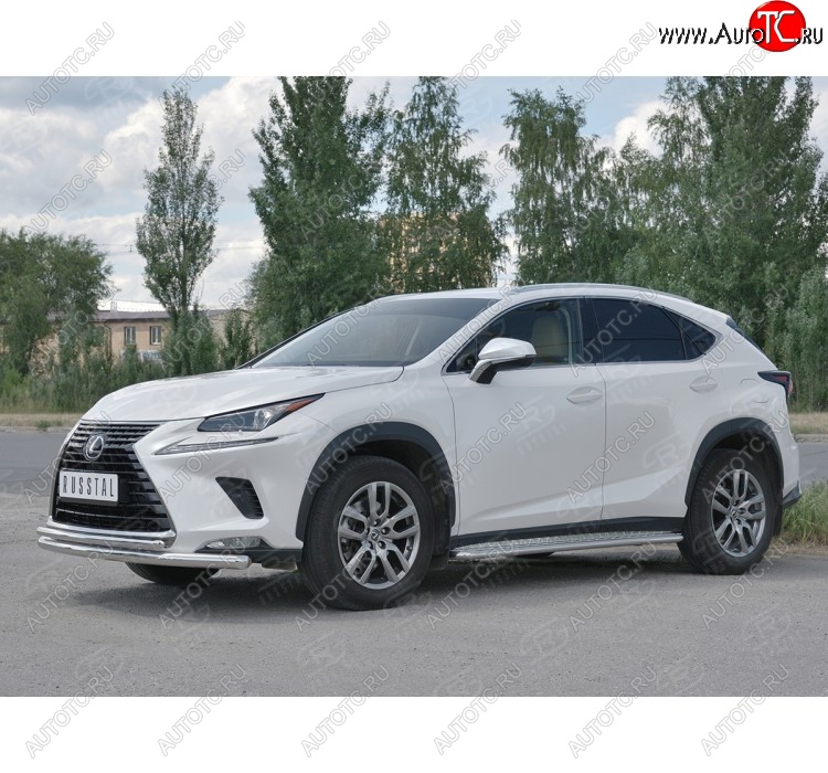 17 999 р. Защита переднего бампера (2 трубы Ø63 и 42 мм, нержавейка) SLITKOFF  Lexus NX300h  Z10 (2014-2017) дорестайлинг  с доставкой в г. Тамбов