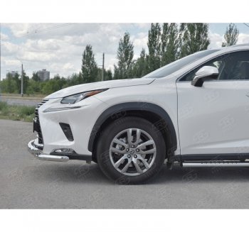 32 649 р. Защита переднего бампера (Ø63 мм с клыками, нержавейка) SLITKOFF  Lexus NX300h  Z10 (2014-2017) дорестайлинг  с доставкой в г. Тамбов. Увеличить фотографию 2