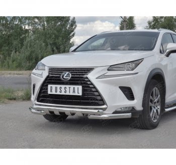 32 649 р. Защита переднего бампера (Ø63 мм с клыками, нержавейка) SLITKOFF  Lexus NX300h  Z10 (2014-2017) дорестайлинг  с доставкой в г. Тамбов. Увеличить фотографию 3