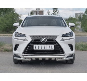 32 649 р. Защита переднего бампера (Ø63 мм с клыками, нержавейка) SLITKOFF  Lexus NX300h  Z10 (2014-2017) дорестайлинг  с доставкой в г. Тамбов. Увеличить фотографию 4