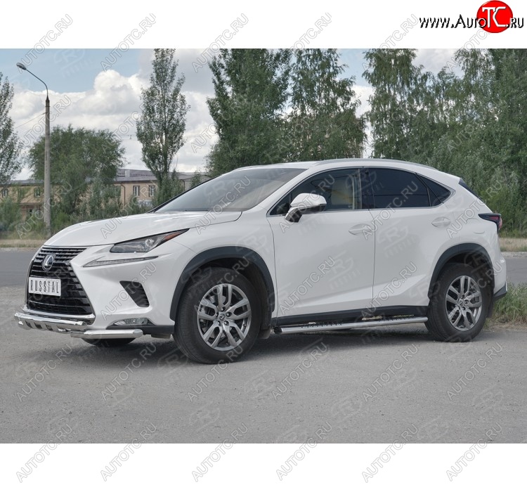 32 649 р. Защита переднего бампера (Ø63 мм с клыками, нержавейка) SLITKOFF  Lexus NX300h  Z10 (2014-2017) дорестайлинг  с доставкой в г. Тамбов