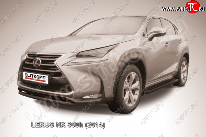 7 749 р. Защита переднего бампера из трубы d57 Slitkoff (короткая)  Lexus NX300h  Z10 (2014-2017) дорестайлинг (Цвет: серебристый)  с доставкой в г. Тамбов