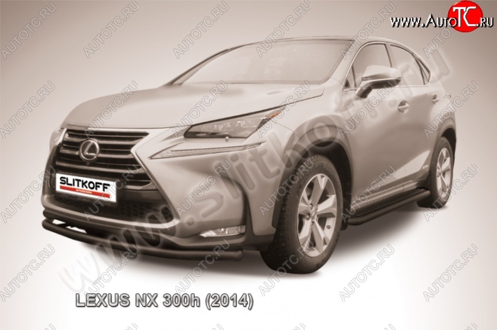 8 299 р. Защита переднего бампера из трубы d57 Slitkoff (радиусная)  Lexus NX300h  Z10 (2014-2017) дорестайлинг (Цвет: серебристый)  с доставкой в г. Тамбов