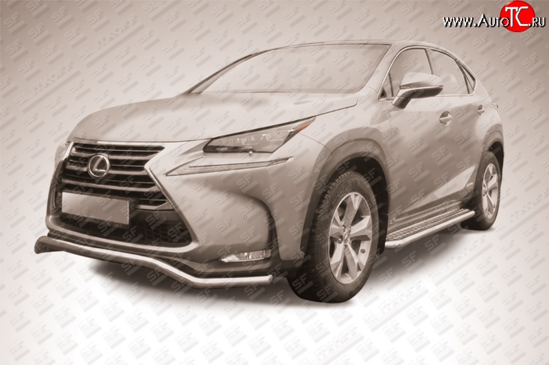 12 999 р. Фигурная защита переднего бампера диаметром 57 мм Slitkoff  Lexus NX300h  Z10 (2014-2017) дорестайлинг (Нержавейка, Полированная)  с доставкой в г. Тамбов