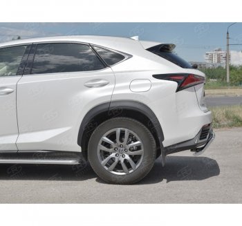 8 349 р. Защита заднего бампера (Ø42 мм волна, нержавейка) Russtal  Lexus NX300h  Z10 (2014-2017) дорестайлинг  с доставкой в г. Тамбов. Увеличить фотографию 2