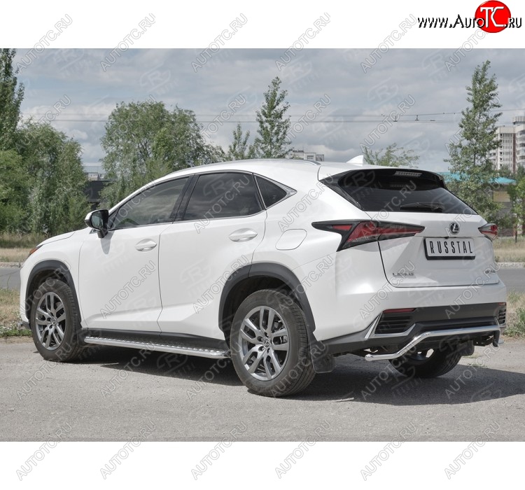 8 349 р. Защита заднего бампера (Ø42 мм волна, нержавейка) Russtal  Lexus NX300h  Z10 (2014-2017) дорестайлинг  с доставкой в г. Тамбов