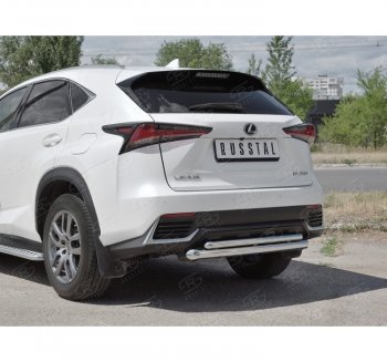 10 899 р. Защита заднего бампера (2 трубы Ø63 и 42 мм, нержавейка) Russtal  Lexus NX300h  Z10 (2014-2017) дорестайлинг  с доставкой в г. Тамбов. Увеличить фотографию 3