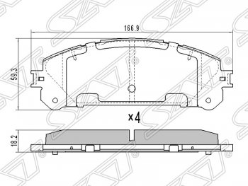 Колодки тормозные SAT (передние) Lexus RX350 AL10 дорестайлинг (2008-2012)