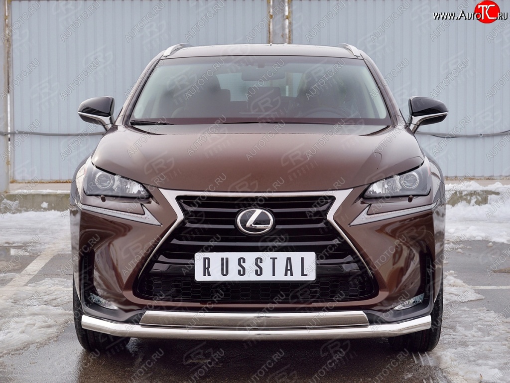 21 349 р. Защита переднего бампера (2 трубыØ63 и 75х42 мм, нержавейка) Russtal Lexus NX200 Z10 дорестайлинг (2014-2017)  с доставкой в г. Тамбов