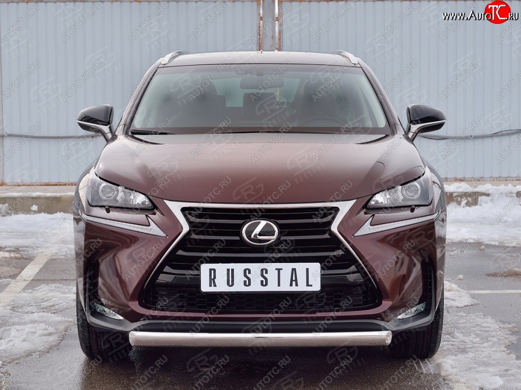 11 249 р. Защита переднего бампера (Ø75х42 мм, нержавейка) Russtal Lexus NX200 Z10 дорестайлинг (2014-2017)  с доставкой в г. Тамбов