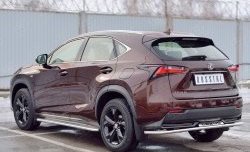 18 549 р. Защита заднего бампера (Ø42 мм с надписью, нержавейка) Russtal Lexus NX200 Z10 дорестайлинг (2014-2017)  с доставкой в г. Тамбов. Увеличить фотографию 2