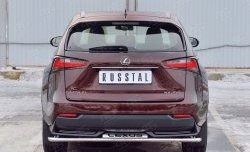 18 549 р. Защита заднего бампера (Ø42 мм с надписью, нержавейка) Russtal  Lexus NX200  Z10 (2014-2017) дорестайлинг  с доставкой в г. Тамбов. Увеличить фотографию 1