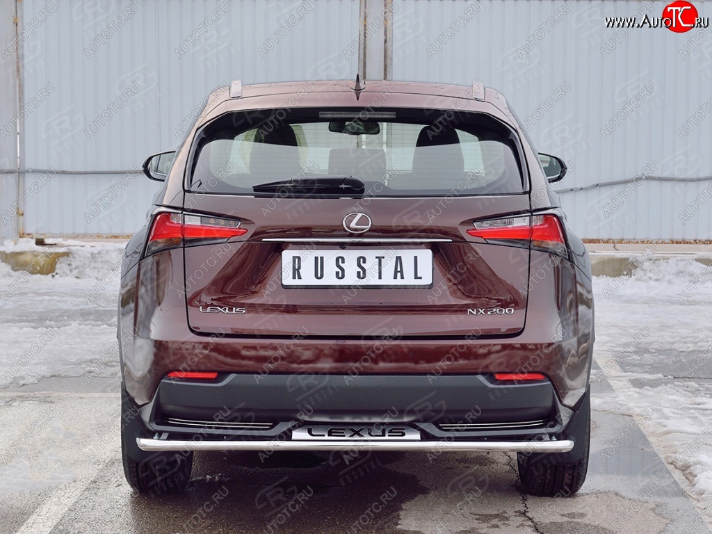 18 549 р. Защита заднего бампера (Ø42 мм с надписью, нержавейка) Russtal  Lexus NX200  Z10 (2014-2017) дорестайлинг  с доставкой в г. Тамбов