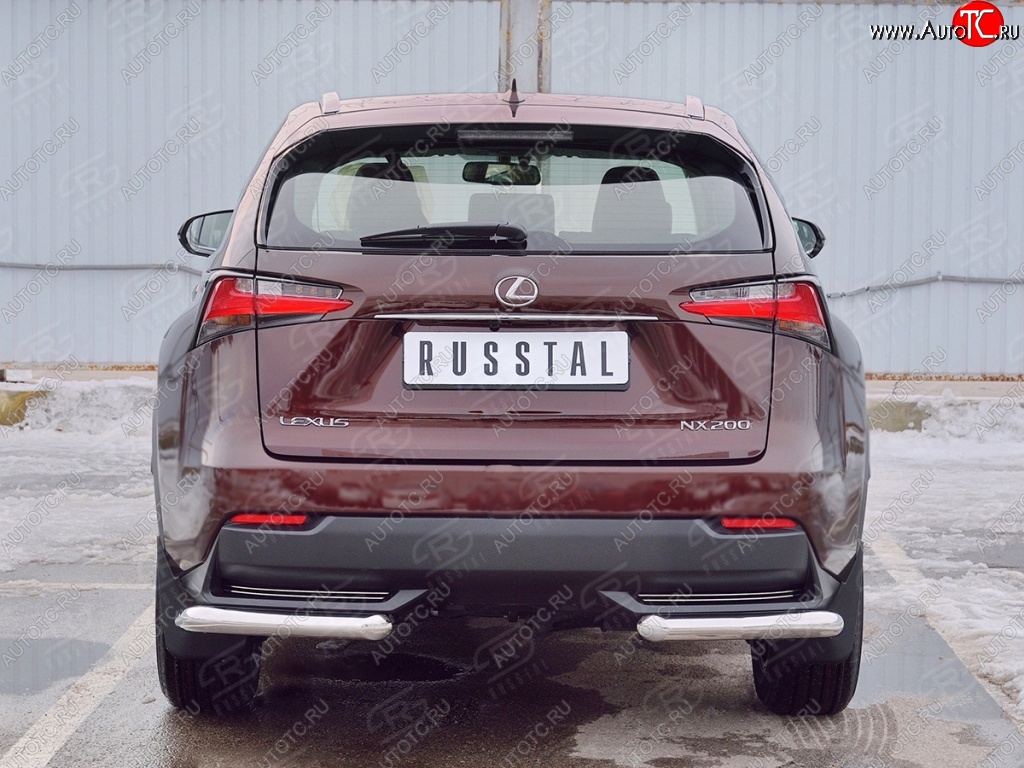 17 799 р. Защита заднего бампера (Ø63 мм уголки, нержавейка) Russtal Lexus NX200 Z10 дорестайлинг (2014-2017)  с доставкой в г. Тамбов