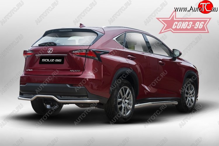 14 084 р. Волнистая защита заднего бампера d42 ( одна выхлопная труба ) Souz-96 Lexus NX200 Z10 дорестайлинг (2014-2017)  с доставкой в г. Тамбов