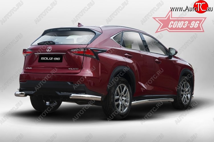 13 679 р. Угловая защита заднего бампера (d60) ( одна выхлопная труба ) Souz-96 Lexus NX200 Z10 дорестайлинг (2014-2017)  с доставкой в г. Тамбов