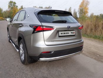 Защита заднего бампера (овальная) ТСС (нержавейка d75х42 мм) Lexus NX200 Z10 дорестайлинг (2014-2017)