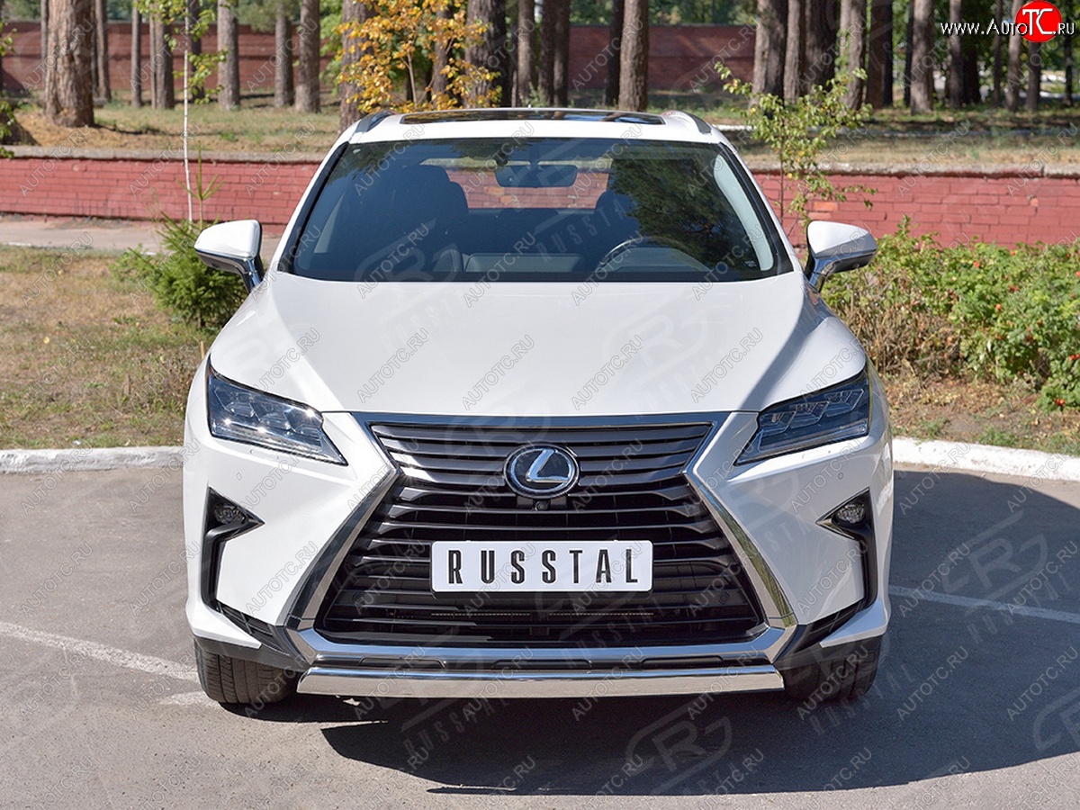 20 999 р. Защита переднего бампера (Ø75х42 мм, нержавейка, кроме F-Sport) Russtal Lexus RX350L AL20 рестайлинг (2019-2022)  с доставкой в г. Тамбов