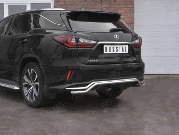 13 899 р. Защита заднего бампера (Ø42 мм волна, нержавейка, NOT F-SPORT) SLITKOFF Lexus RX350L AL20 рестайлинг (2019-2022)  с доставкой в г. Тамбов. Увеличить фотографию 2