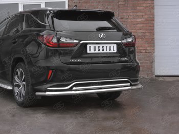 17 999 р. Защита заднего бампера (Ø63 и 42 мм, нержавейка, NOT F-SPORT) SLITKOFF Lexus RX350L AL20 рестайлинг (2019-2022)  с доставкой в г. Тамбов. Увеличить фотографию 2