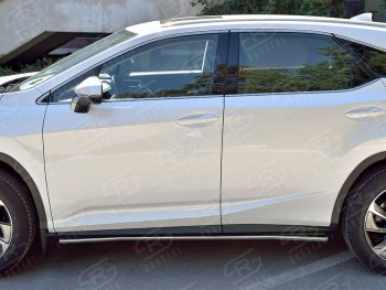 14 999 р. Защита порогов (Ø42 мм, нержавейка, кроме F-Sport) SLITKOFF Lexus RX350L AL20 рестайлинг (2019-2022) (Металлические торцы под 90°)  с доставкой в г. Тамбов. Увеличить фотографию 2