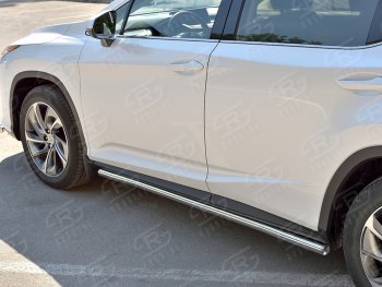 17 849 р. Защита порогов (Ø63 мм, нержавейка, кроме F-sport) SLITKOFF Lexus RX350L AL20 рестайлинг (2019-2022) (Металлические торцы под 90°)  с доставкой в г. Тамбов. Увеличить фотографию 2