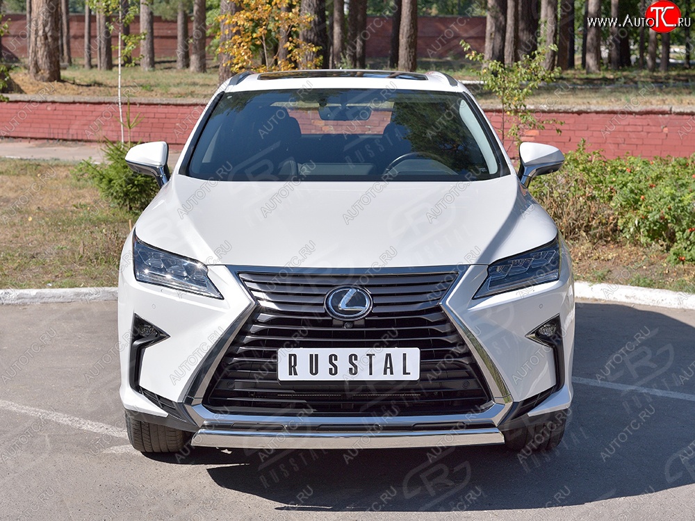 15 649 р. Защита переднего бампера (Ø75х42 мм, нержавейка) Russtal Lexus RX 200T AL20 дорестайлинг (2015-2017)  с доставкой в г. Тамбов