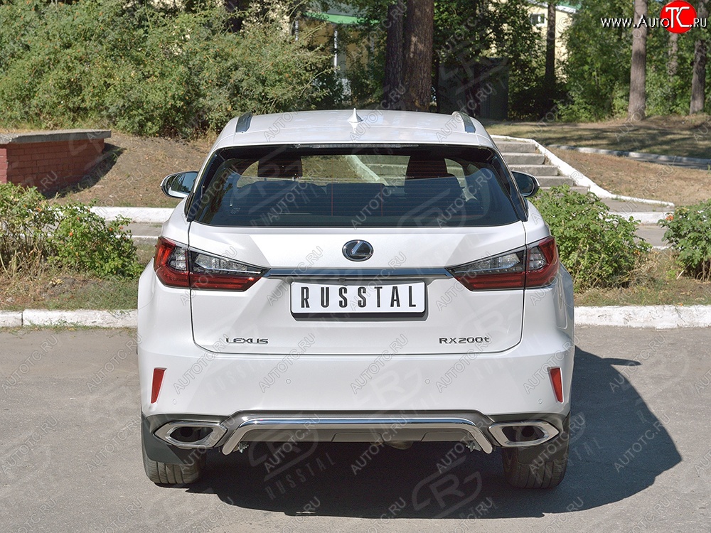 13 999 р. Защита заднего бампера (Ø42 мм волна под машину, нержавейка) Russtal Lexus RX 200T AL20 дорестайлинг (2015-2017)  с доставкой в г. Тамбов