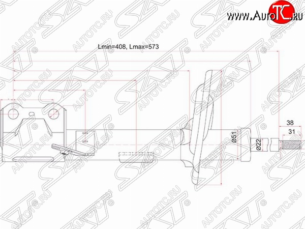 3 899 р. Правый амортизатор передний SAT  Lexus RX270  AL10 - RX450H  AL10  с доставкой в г. Тамбов