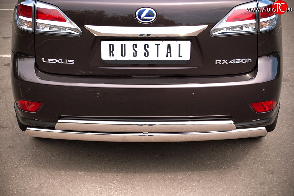 23 999 р. Защита заднего бампера (2 трубы Ø76х42 мм, нержавейка) Russtal Lexus RX270 AL10 дорестайлинг (2010-2012)  с доставкой в г. Тамбов