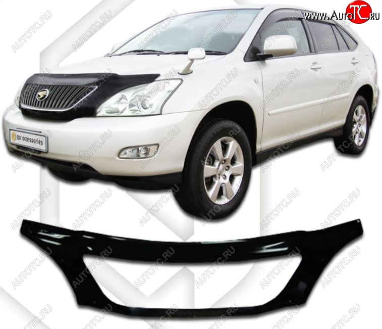 2 799 р. Дефлектор капота CA-Plastiс exclusive Lexus RX400H XU30 рестайлинг (2005-2009) (Classic черный, Без надписи)  с доставкой в г. Тамбов