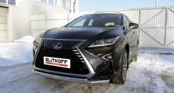 Двойная защита переднего бампера из труб диаметром 57 и 42 мм Slitkoff Lexus RX350 AL20 дорестайлинг (2015-2019)