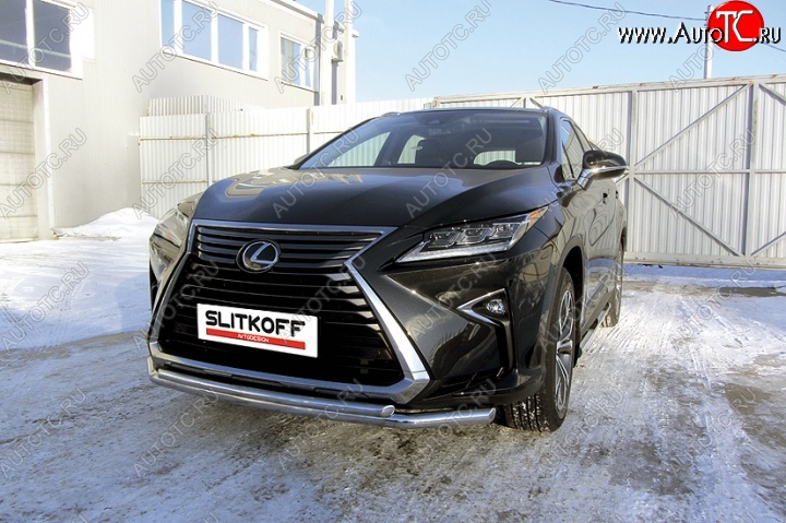 16 449 р. Двойная защита переднего бампера из труб диаметром 57 и 42 мм Slitkoff Lexus RX350 AL20 дорестайлинг (2015-2019) (Нержавейка, Полированная)  с доставкой в г. Тамбов