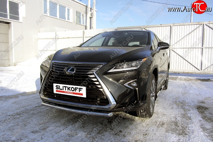 14 999 р. Защита переднего бампера из короткой трубы диаметром 57 мм Slitkoff Lexus RX350 AL20 дорестайлинг (2015-2019) (Нержавейка, Полированная)  с доставкой в г. Тамбов