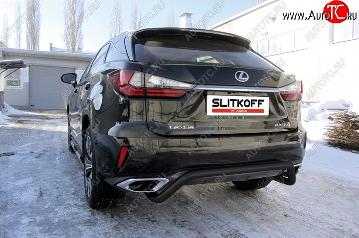 9 799 р. Защита задняя Slitkoff Lexus RX350 AL20 дорестайлинг (2015-2019) (Цвет: серебристый)  с доставкой в г. Тамбов