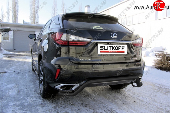 9 799 р. Защита задняя Slitkoff Lexus RX350 AL20 дорестайлинг (2015-2019) (Цвет: серебристый)  с доставкой в г. Тамбов