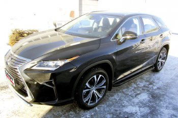 13 349 р. Пороги алюминиевые Slitkoff Lexus RX350 AL20 дорестайлинг (2015-2019) (Optima Black )  с доставкой в г. Тамбов. Увеличить фотографию 2