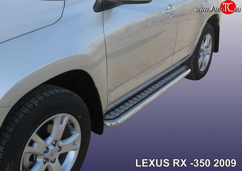 19 699 р. Широкая защита порогов Slitkoff Lexus RX350 AL10 дорестайлинг (2008-2012) (Нержавейка, Полированная)  с доставкой в г. Тамбов