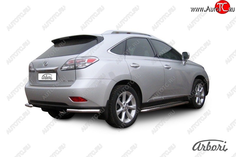 12 509 р. Защита заднего бампера Arbori (уголки, нержавейка, 1 труба d57 mm). Lexus RX350 AL10 дорестайлинг (2008-2012)  с доставкой в г. Тамбов