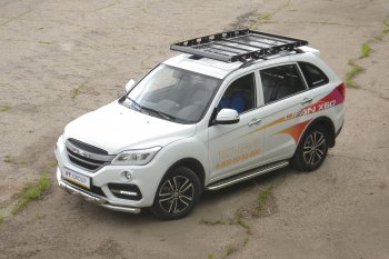 Порожки для ног из трубы Ø51 с алюминиевой площадкой Petroil Tuning Lifan X60 2-ой рестайлинг (2016-2024)  (Нержавеющая полированная сталь)