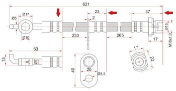 829 р. Тормозной шланг SAT (передний, правый, пр-во Таиланд) Toyota Noah 2 дорестайлинг (2007-2010)  с доставкой в г. Тамбов. Увеличить фотографию 1