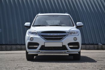 14 499 р. Защита переднего бампера двойная из труб d63/51 мм Petroil Tuning Lifan X60 2-ой рестайлинг (2016-2025) (Нержавеющая полированная сталь)  с доставкой в г. Тамбов. Увеличить фотографию 3