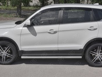 Защита порогов (Ø63 мм, нержавейка) SLITKOFF Lifan X70 (2018-2024)