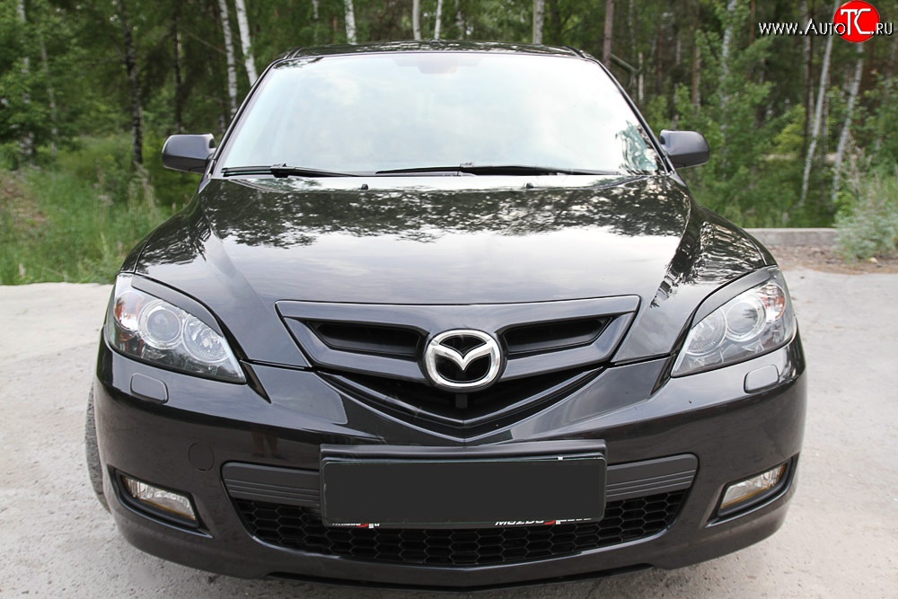 629 р. Реснички на фары RA V2  Mazda 3/Axela  BK (2003-2009) дорестайлинг, хэтчбэк, рестайлинг, хэтчбэк (Неокрашенные)  с доставкой в г. Тамбов