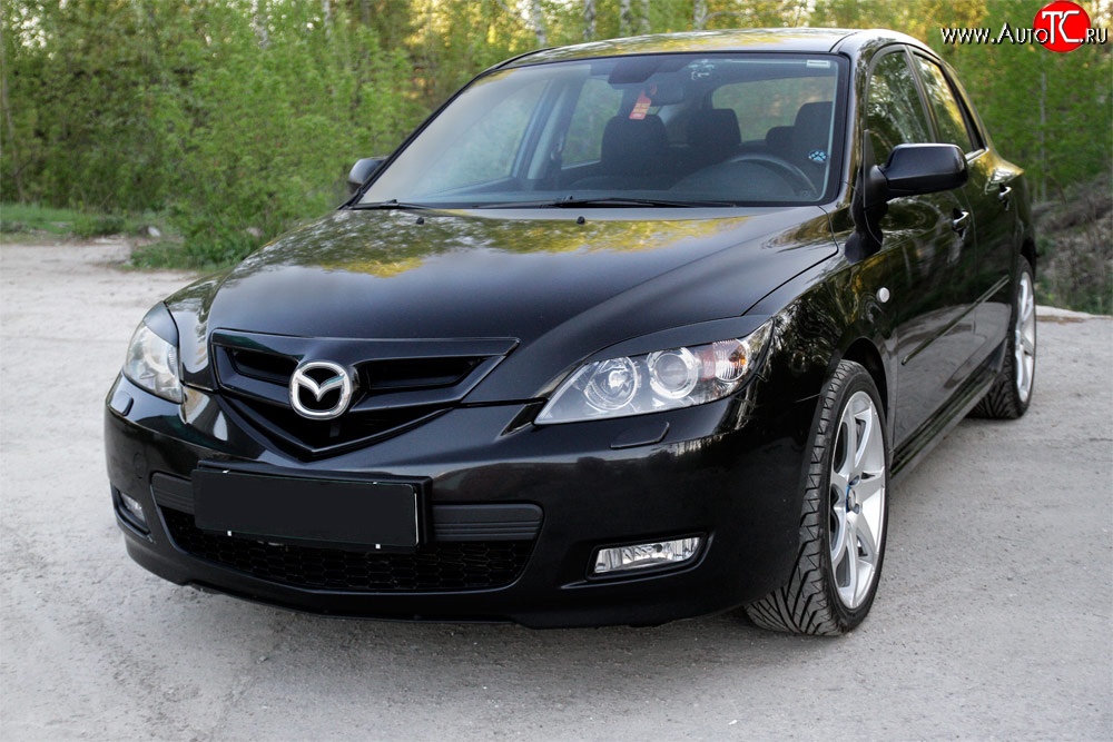 629 р. Реснички RA на фары  Mazda 3/Axela  BK (2006-2009) рестайлинг, хэтчбэк (Неокрашенные)  с доставкой в г. Тамбов