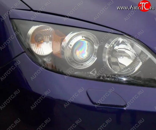 1 149 р. Реснички на фары Tuning-Sport v1 (короткие)  Mazda 3/Axela  BK (2003-2009) дорестайлинг, хэтчбэк, рестайлинг, хэтчбэк (Неокрашенные)  с доставкой в г. Тамбов