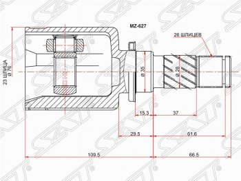 2 899 р. Шрус (внутренний/левый) АКПП SAT (23*26*35 мм, АТ) Mazda 3/Axela BK дорестайлинг, хэтчбэк (2003-2006)  с доставкой в г. Тамбов. Увеличить фотографию 1