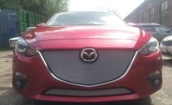 Нижняя сетка на бампер Russtal (хром) Mazda 3/Axela BM дорестайлинг седан (2013-2016)