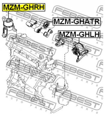 4 899 р. Правая подушка двигателя Febest (гидравлическая) Mazda 6 GH дорестайлинг лифтбэк (2007-2010)  с доставкой в г. Тамбов. Увеличить фотографию 4