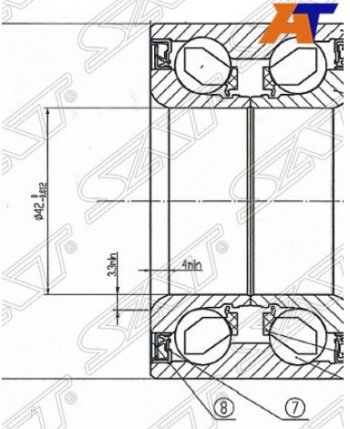 1 789 р. Подшипник передней ступицы SAT (с ABS) Mazda 3/Axela BK дорестайлинг седан (2003-2006)  с доставкой в г. Тамбов. Увеличить фотографию 1